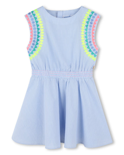Kids Atelier-Billieblush-Blue Striped Ice Water Embroidered Dress