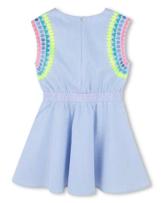 Kids Atelier-Billieblush-Blue Striped Ice Water Embroidered Dress