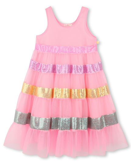 Kids Atelier-Billieblush-Pink Sequin Striped Dress