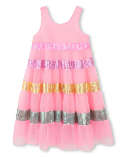 Kids Atelier-Billieblush-Pink Sequin Striped Dress