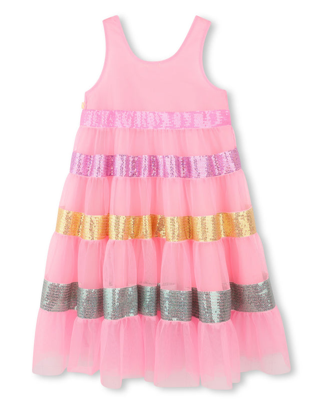 Kids Atelier-Billieblush-Pink Sequin Striped Dress