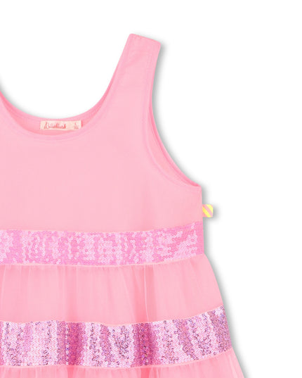 Kids Atelier-Billieblush-Pink Sequin Striped Dress