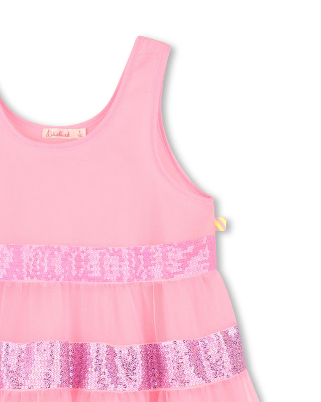 Kids Atelier-Billieblush-Pink Sequin Striped Dress