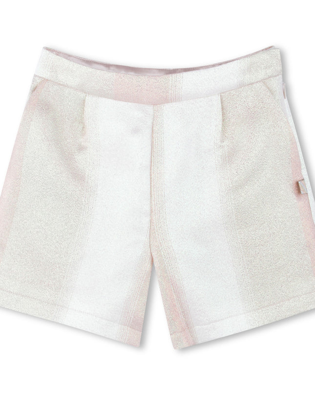 Kids Atelier-Billieblush-Ivory Faded-Effect Multicolored Shorts