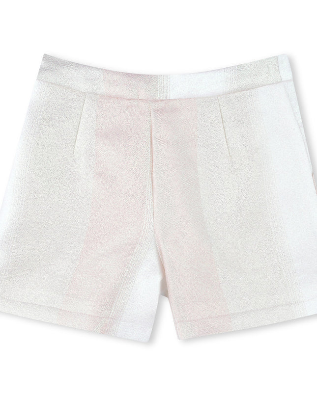 Kids Atelier-Billieblush-Ivory Faded-Effect Multicolored Shorts