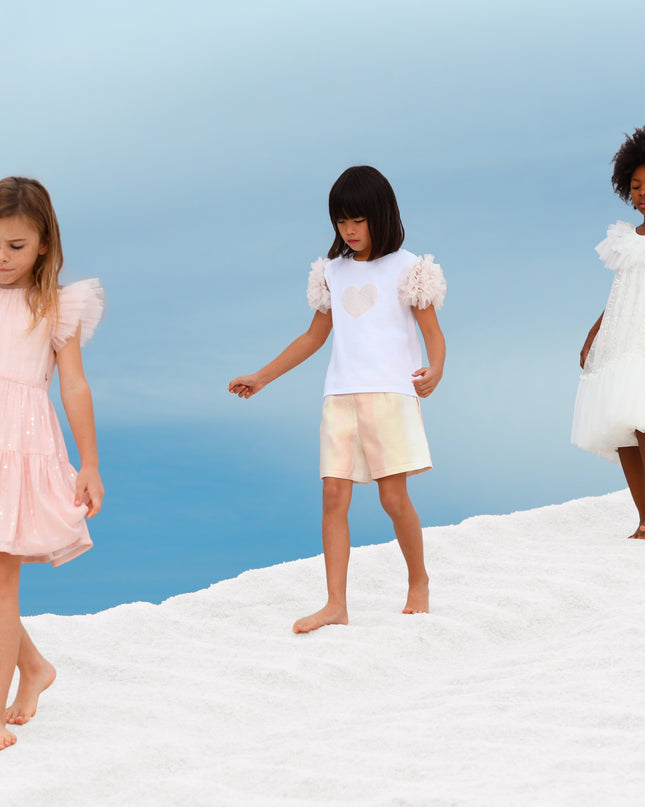 Kids Atelier-Billieblush-Ivory Faded-Effect Multicolored Shorts