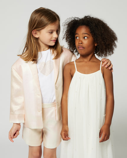 Kids Atelier-Billieblush-Ivory Faded-Effect Multicolored Shorts