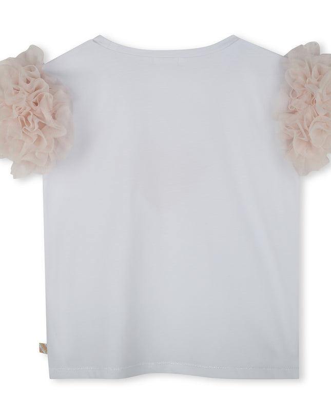 White Beige Accented Heart Rhinestone T-Shirt