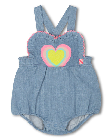 Kids Atelier-Billieblush-Blue Denim Heart Romper