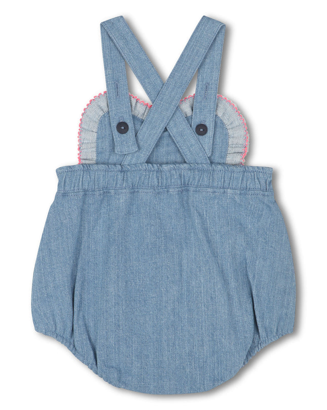Kids Atelier-Billieblush-Blue Denim Heart Romper