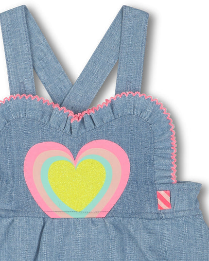 Kids Atelier-Billieblush-Blue Denim Heart Romper