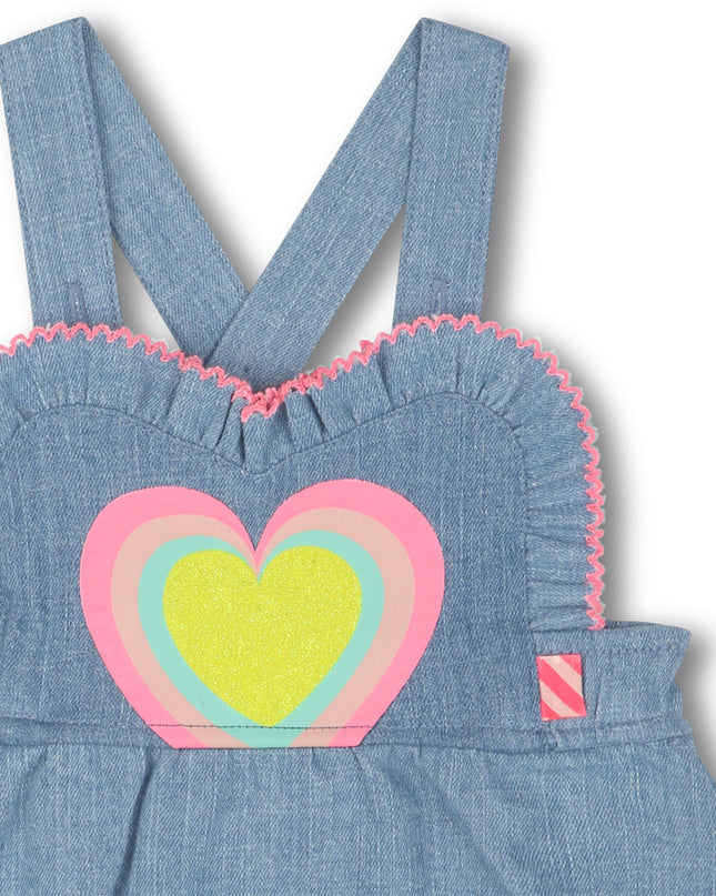 Kids Atelier-Billieblush-Blue Denim Heart Romper