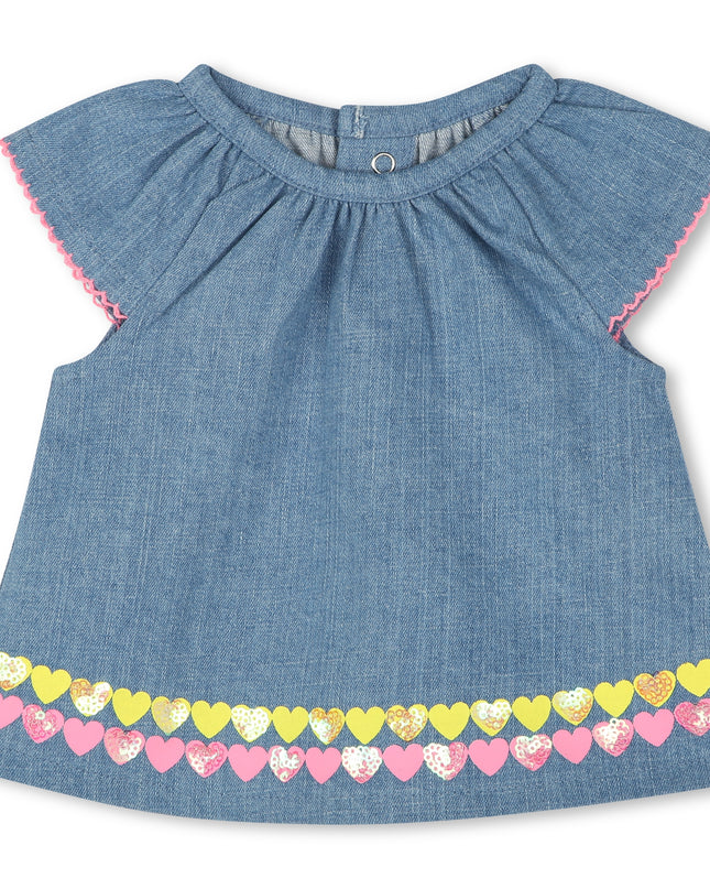 Denim Blue Heartprint Tunic Set