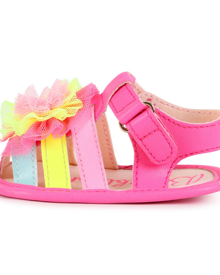 Kids Atelier-Billieblush-Pink Multicolor Strap Pom Sandals