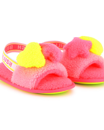 Kids atelier-Billieblush-Pink Fluffy Slingback Strap Sandal
