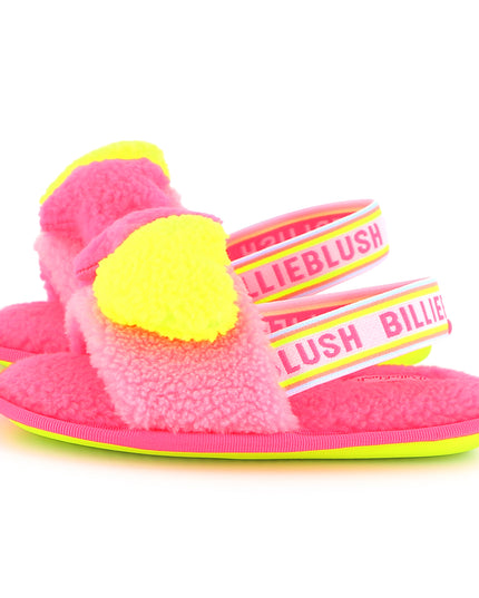 Kids atelier-Billieblush-Pink Fluffy Slingback Strap Sandal