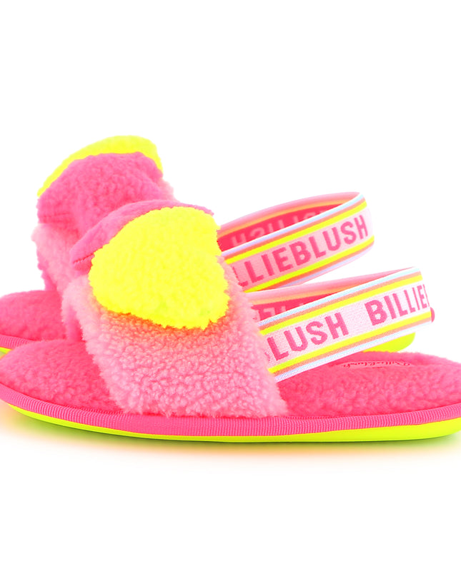 Kids atelier-Billieblush-Pink Fluffy Slingback Strap Sandal