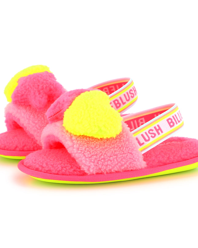 Kids atelier-Billieblush-Pink Fluffy Slingback Strap Sandal