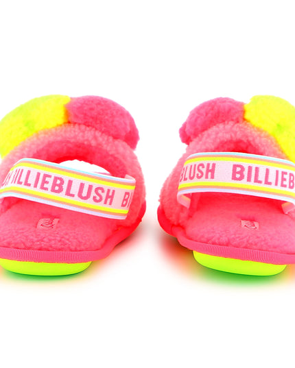 Kids atelier-Billieblush-Pink Fluffy Slingback Strap Sandal