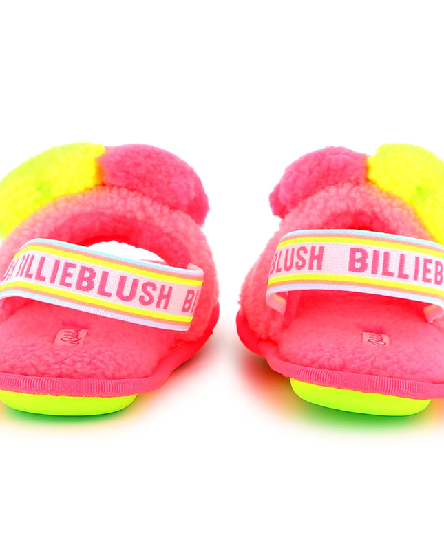 Kids atelier-Billieblush-Pink Fluffy Slingback Strap Sandal