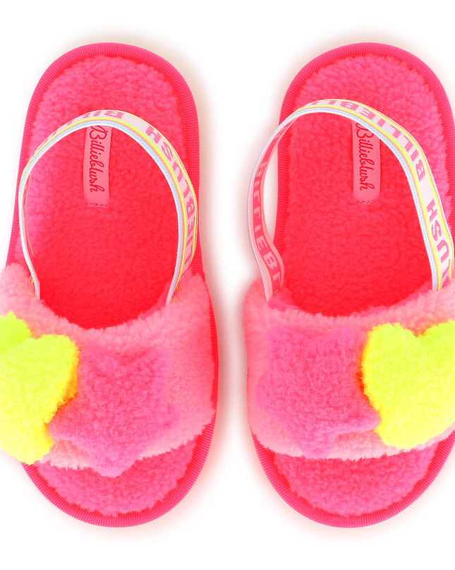 Kids atelier-Billieblush-Pink Fluffy Slingback Strap Sandal
