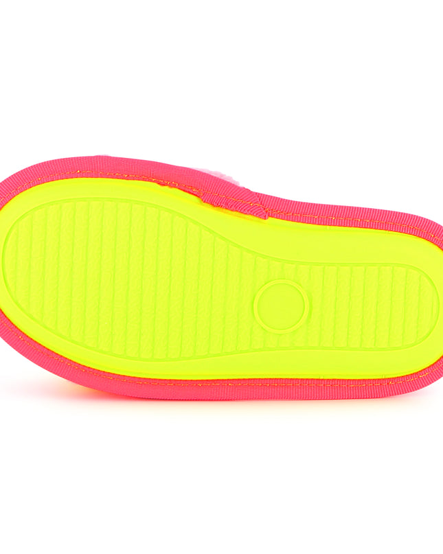 Kids atelier-Billieblush-Pink Fluffy Slingback Strap Sandal