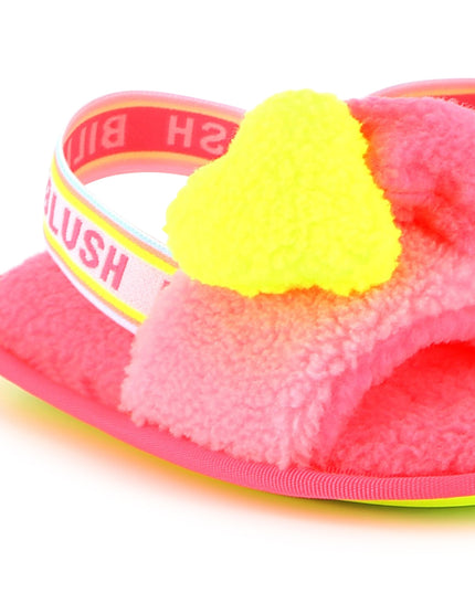 Kids atelier-Billieblush-Pink Fluffy Slingback Strap Sandal