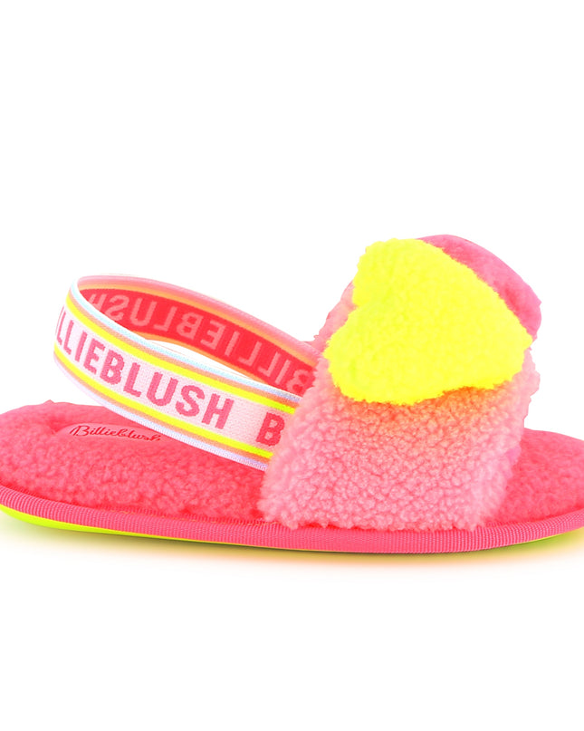Kids atelier-Billieblush-Pink Fluffy Slingback Strap Sandal