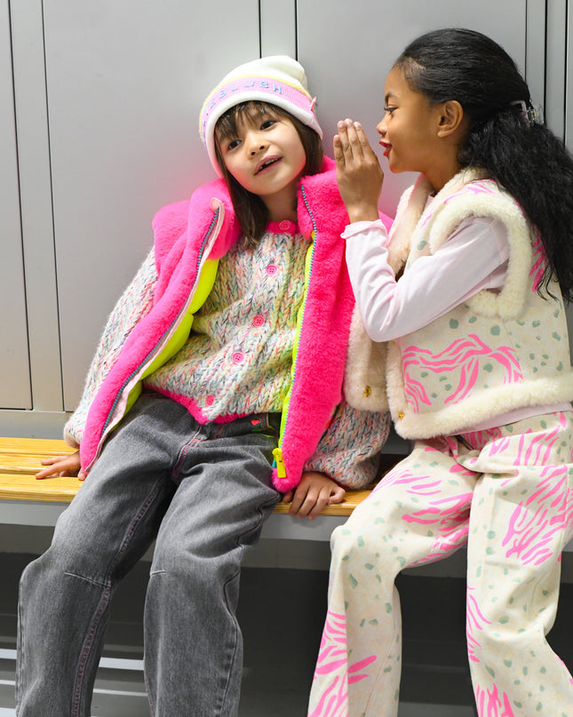 kidsatelier-Billieblush-Beige Animal Print Pants