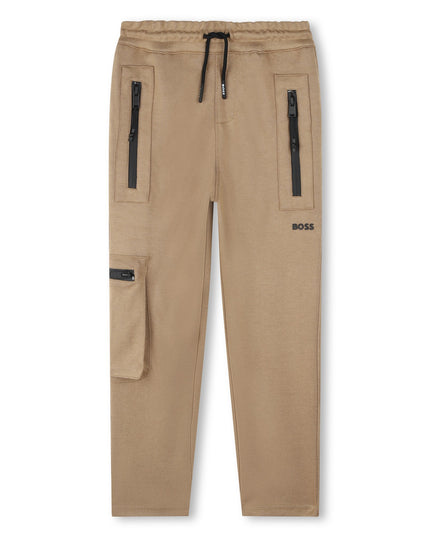 Kids Atelier-Boss-Boys Beige Logo Joggers