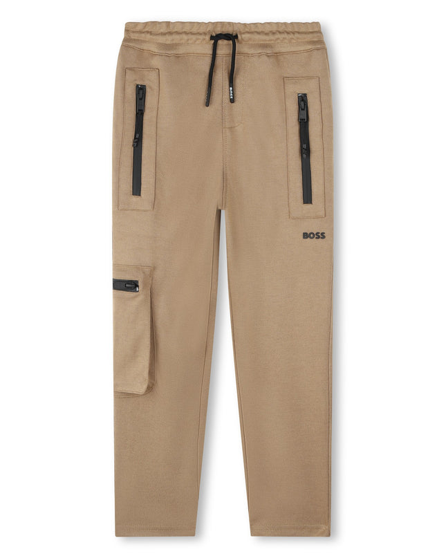 Kids Atelier-Boss-Boys Beige Logo Joggers