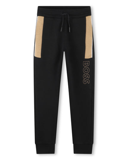 Kids Atelier-Boss-Boys Black Jogging Bottoms