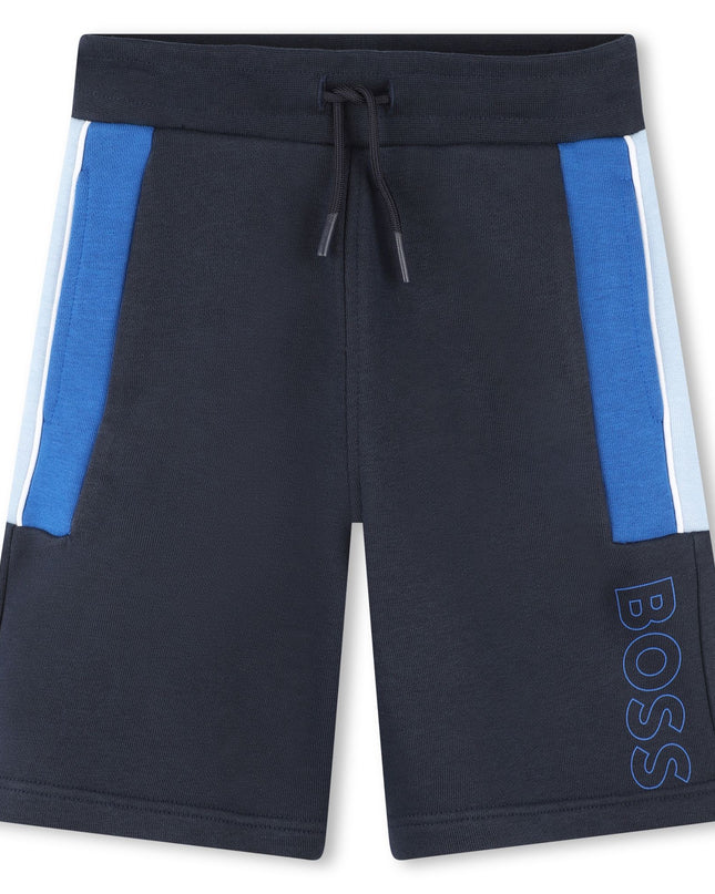 Kids Atelier-Boss-Boys Navy Blue Logo Shorts
