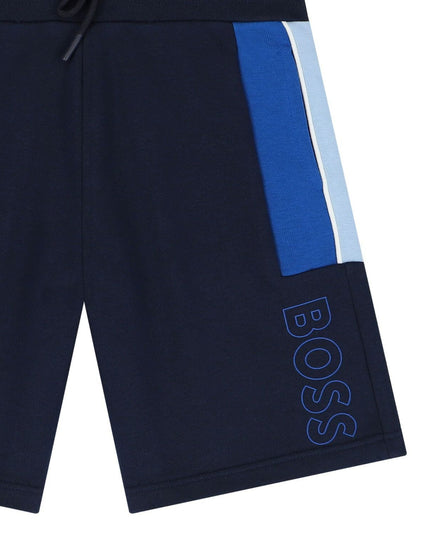 Kids Atelier-Boss-Boys Navy Blue Logo Shorts