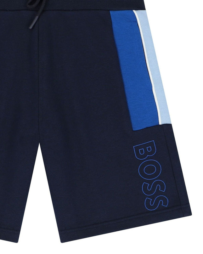 Kids Atelier-Boss-Boys Navy Blue Logo Shorts