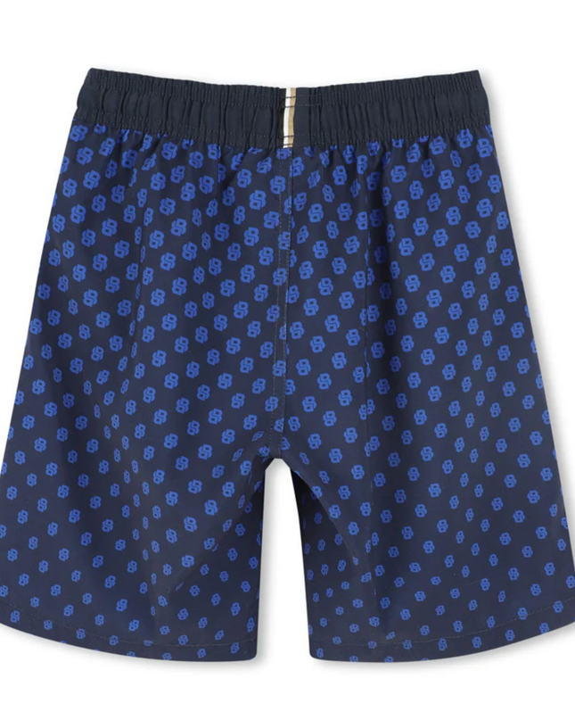 Kids Atelier-Boss-Boys Navy Monogram Swim Shorts