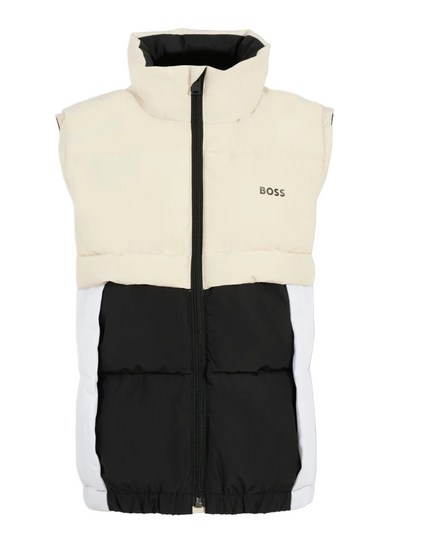 Kids Atelier-Boss-Beige Puffer Jacket Sleeveless