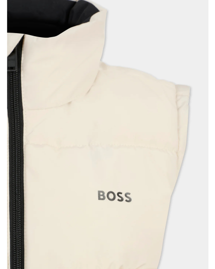 Kids Atelier-Boss-Beige Puffer Jacket Sleeveless