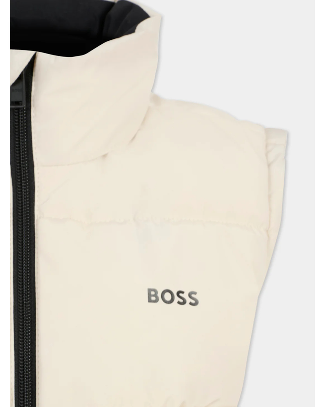 Kids Atelier-Boss-Beige Puffer Jacket Sleeveless