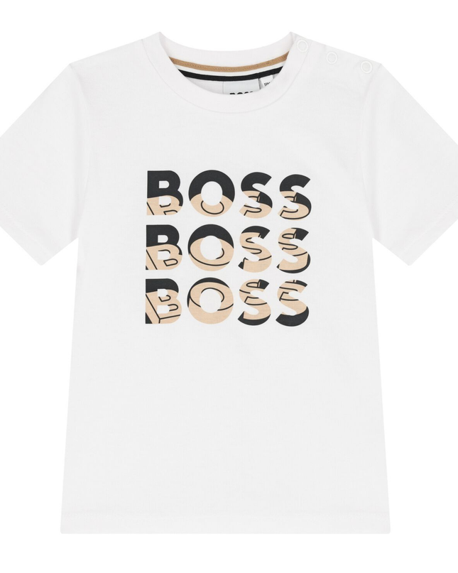 Kids Atelier-Boss-Younger Boys White Logo T-Shirt