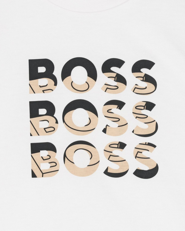 Kids Atelier-Boss-Younger Boys White Logo T-Shirt