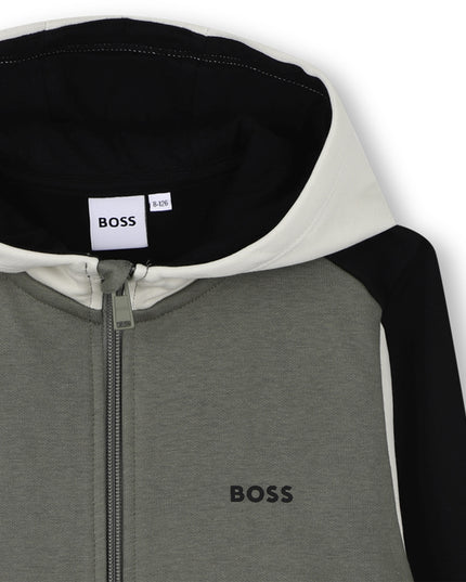 Kids Atelier-Boss-Gray Hooded Cardigan