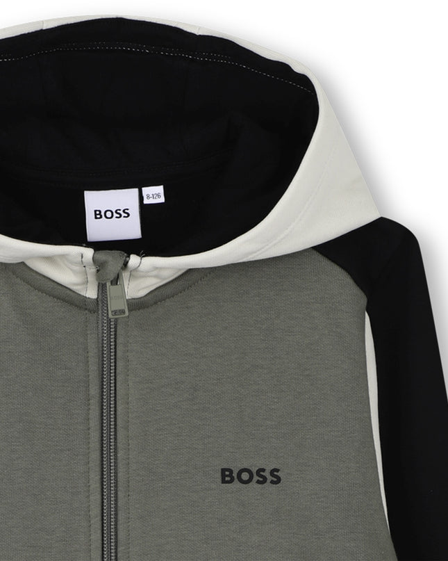 Kids Atelier-Boss-Gray Hooded Cardigan