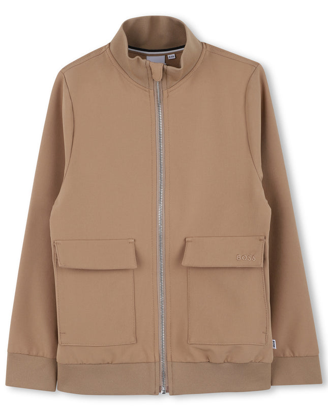 Kids Atelier-Boss-Brown Zip-Up Cardigan