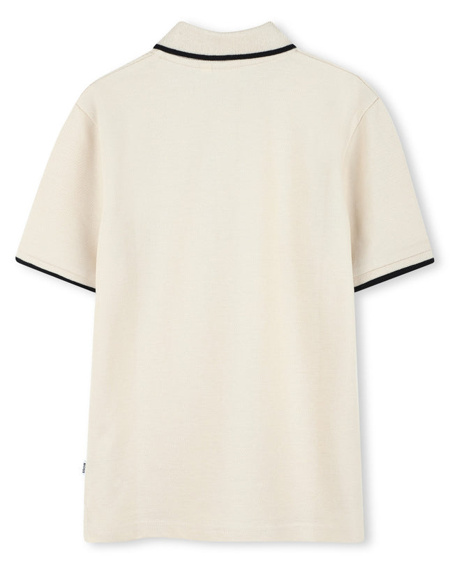 Kids Atelier-Boss-Ivory Short Sleeve Polo Shirt