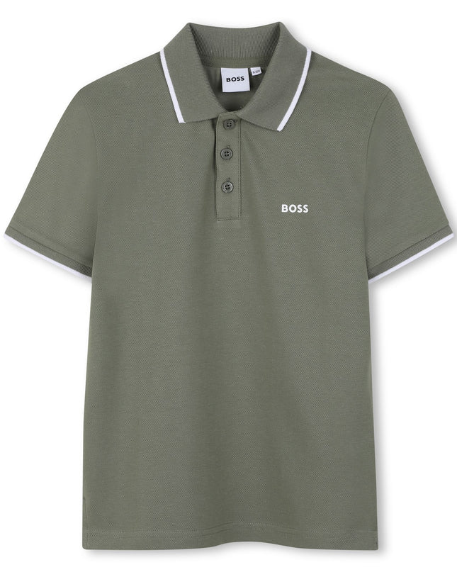Kids Atelier-Boss-Green Short Sleeve Polo