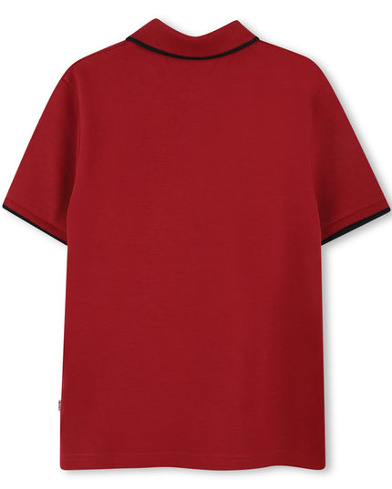 Kids Atelier-Boss-Burgundy Short Sleeve Polo