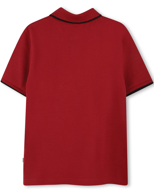 Kids Atelier-Boss-Burgundy Short Sleeve Polo