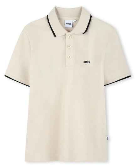 Kids Atelier-Boss-Ivory Short Sleeve Polo Shirt