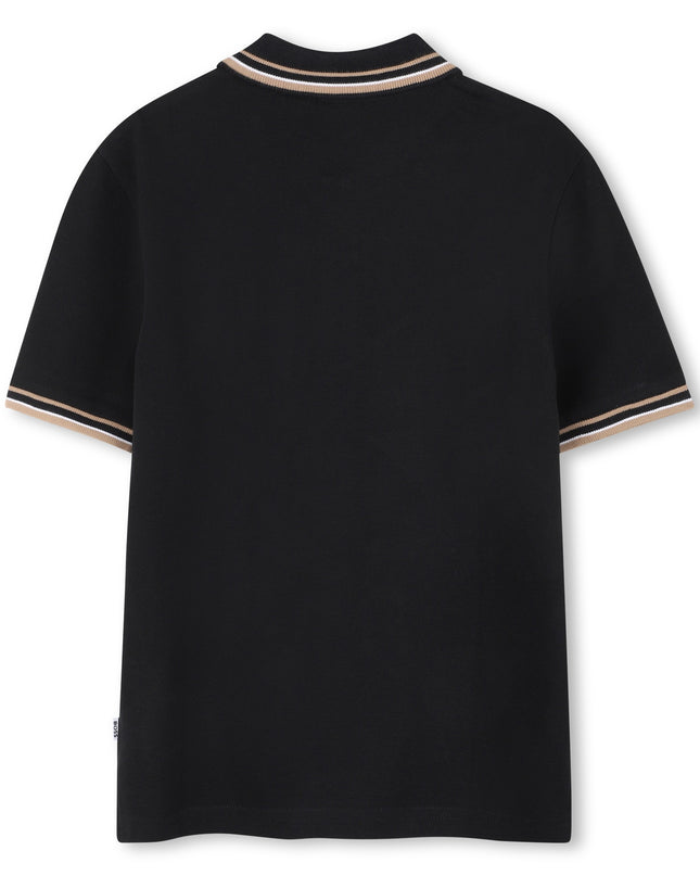 Kids Atelier-Boss-Black Short Sleeve Polo